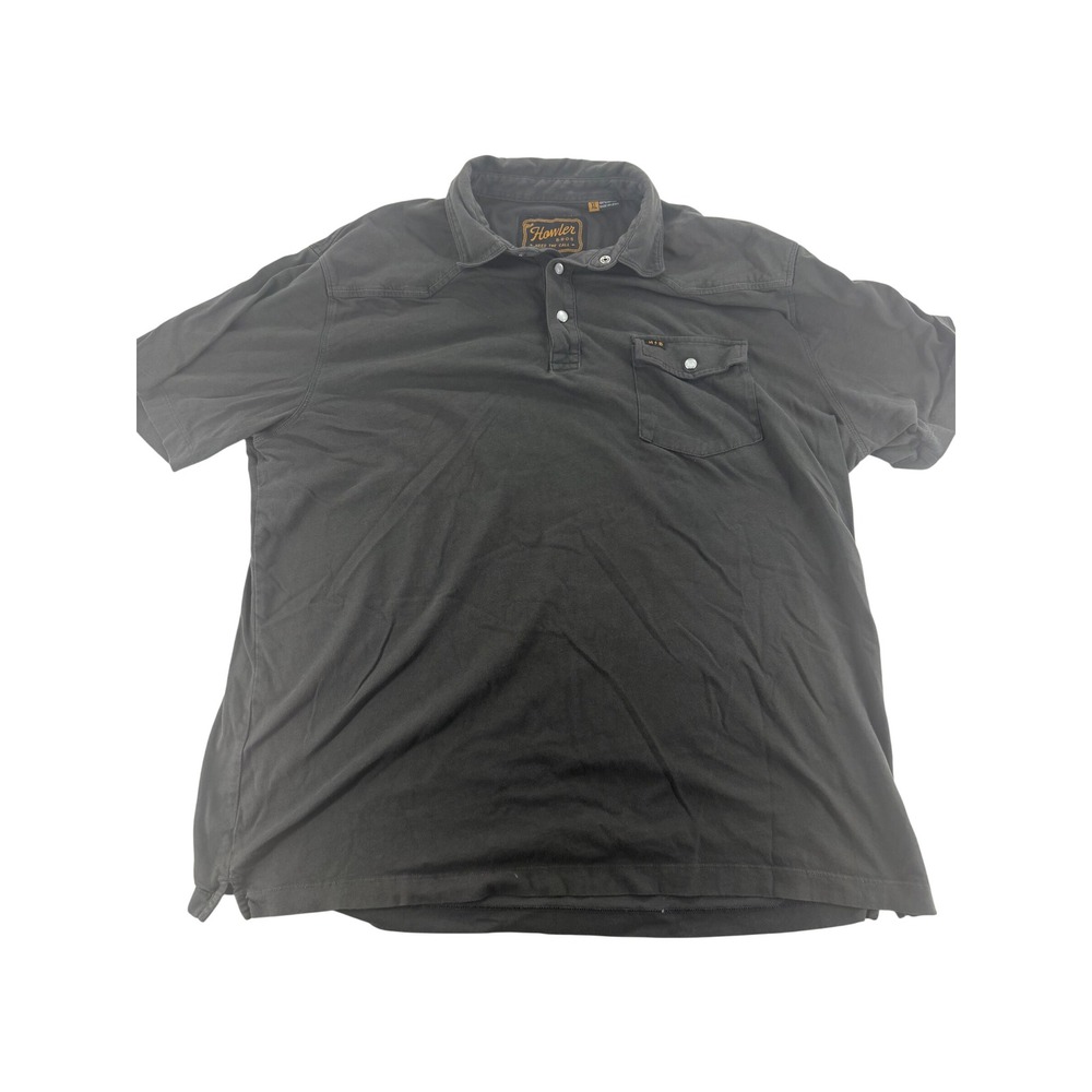 Howler Bros Polo Shirt XL Gray Short Sleeve Western Snap Pocket Cotton